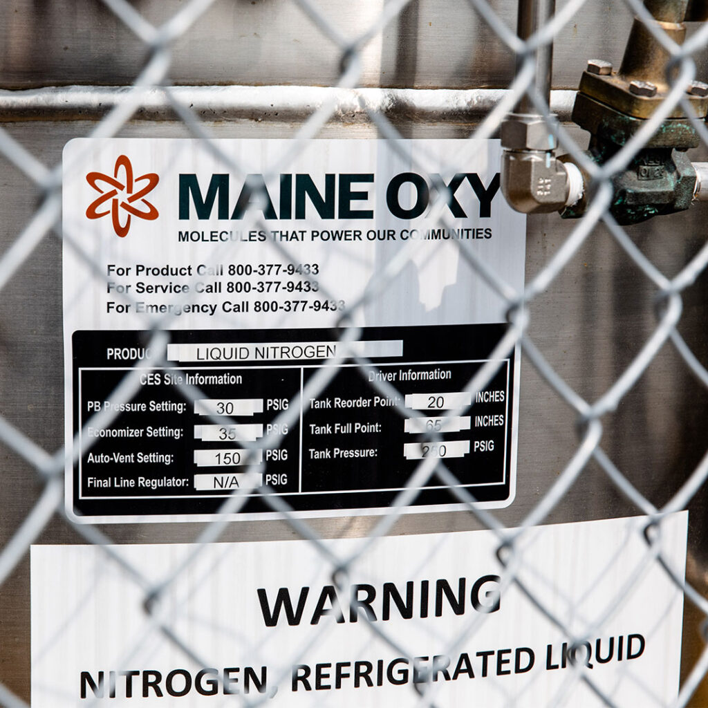 Bulk tank of liquid nitrogen from Maine Oxy