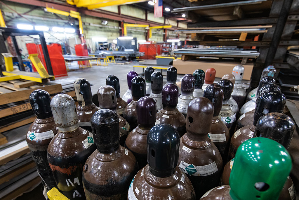 Industrial gases & welding supplies delivered to a metal fabrication shop